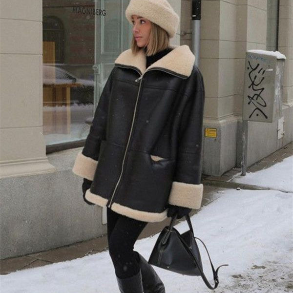 Natalia - Kurtka z ekoskóry z futerkiem