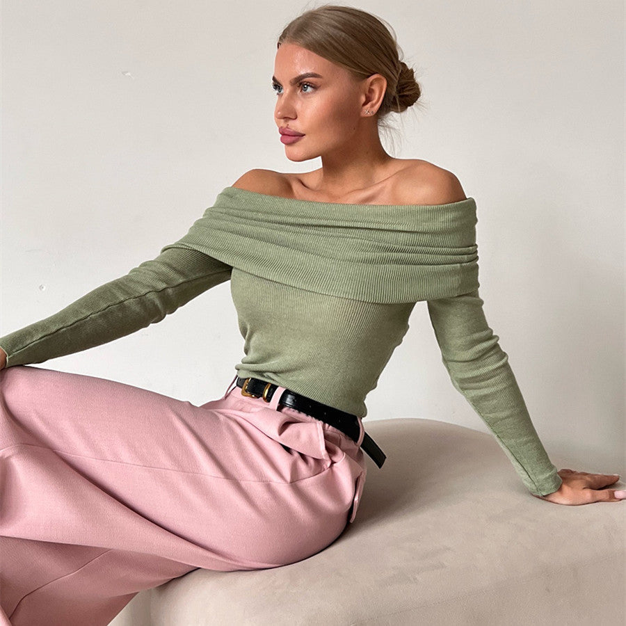 Natalia - Prążkowany top z odkrytymi ramionami