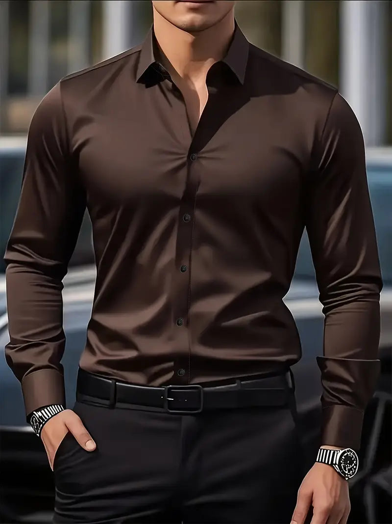Adrian – Męska elegancka koszula slim fit w kolorze błękitnym