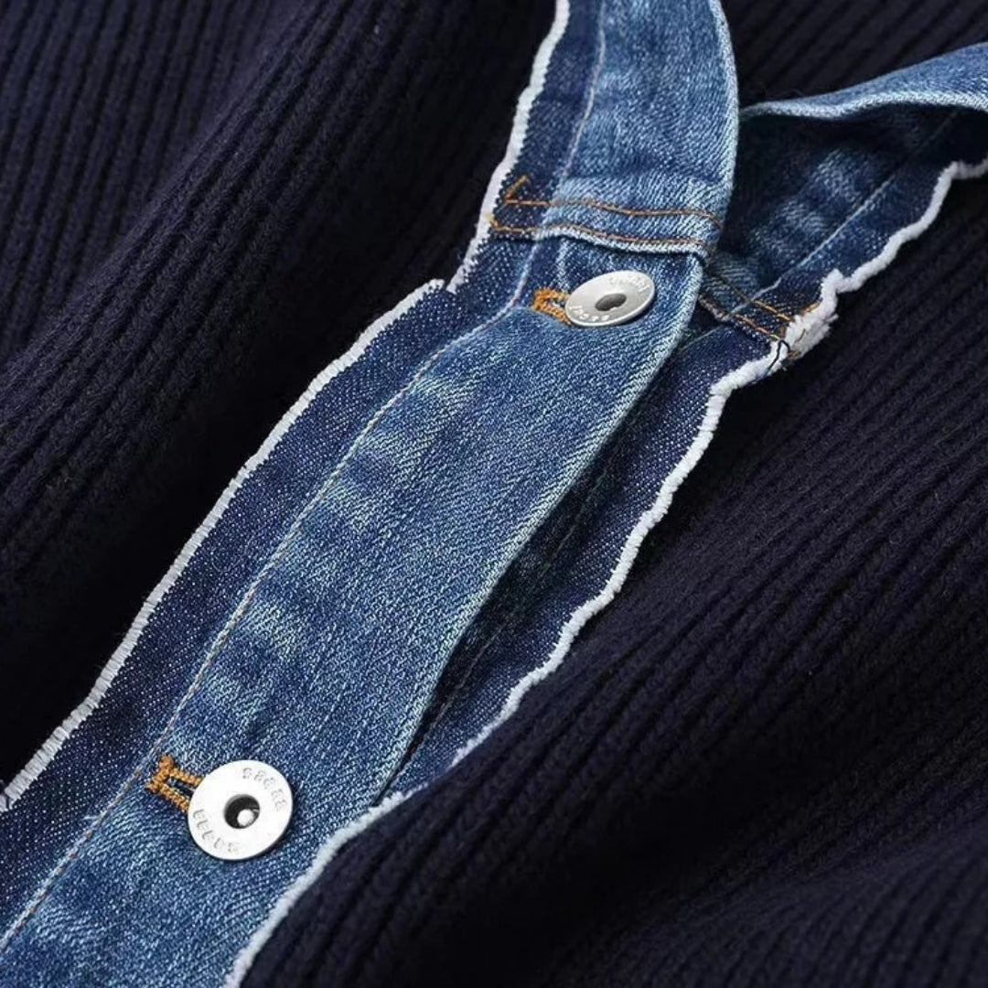 Lydia – Knit-Denim Hybrid Button-Up Cardigan for Women