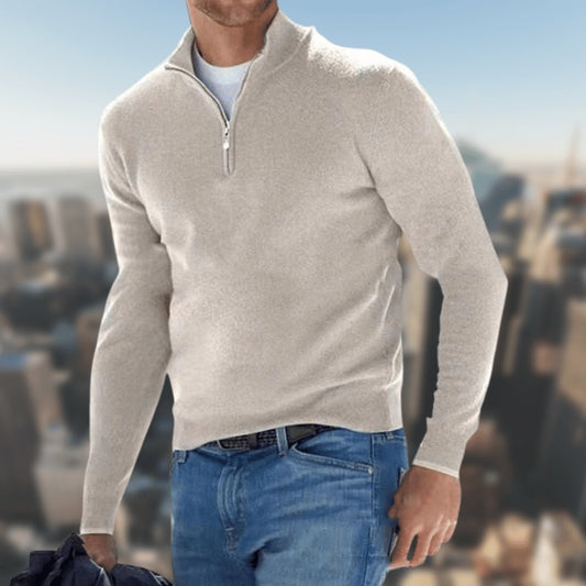 Daniel - Kaszmirowy sweter z zamkiem pod szyją