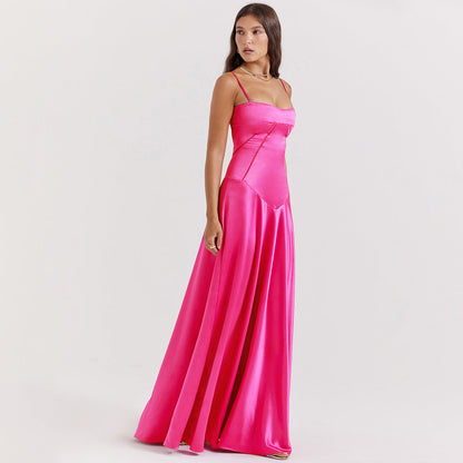 Selena - Elegancka satynowa sukienka maxi