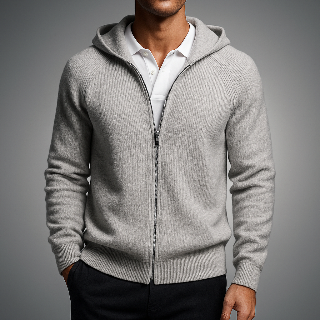 Ethan – Refined Full-Zip Knit Hoodie for Men