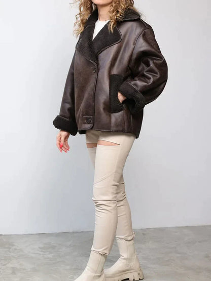 Amelia – Shearling-Trimmed Women’s Aviator Jacket