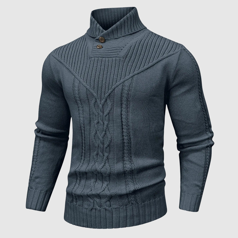 Henry – Textured Cable-Knit Button Collar Jumper for Men