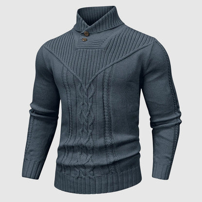 Henry – Textured Cable-Knit Button Collar Jumper for Men