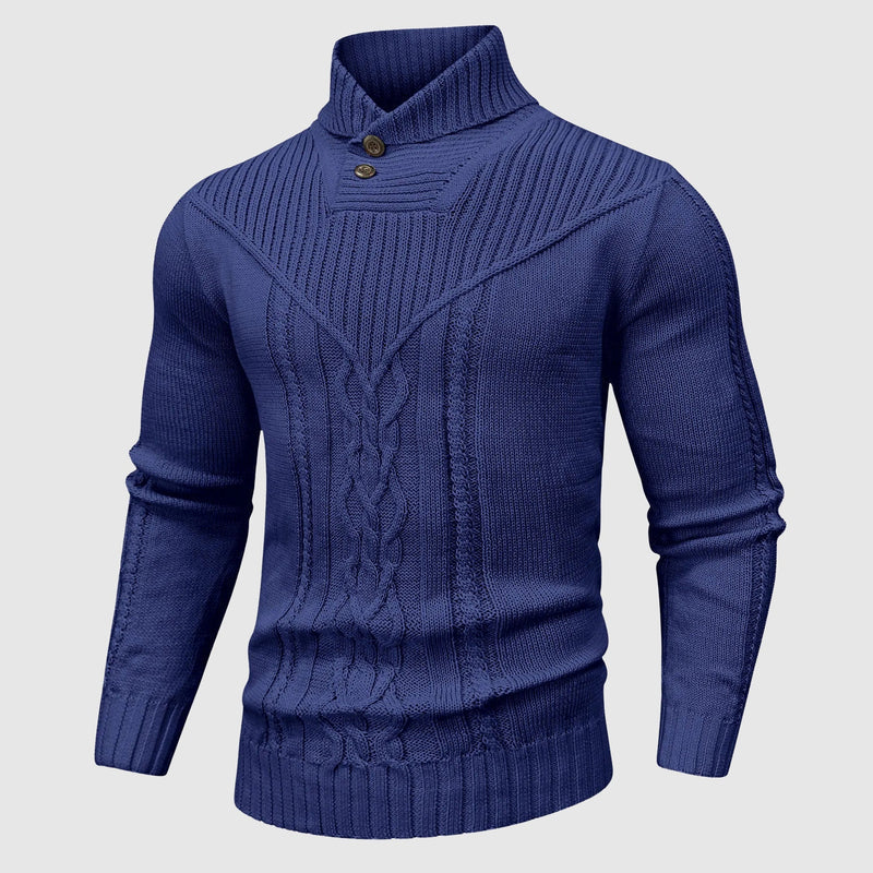 Henry – Textured Cable-Knit Button Collar Jumper for Men
