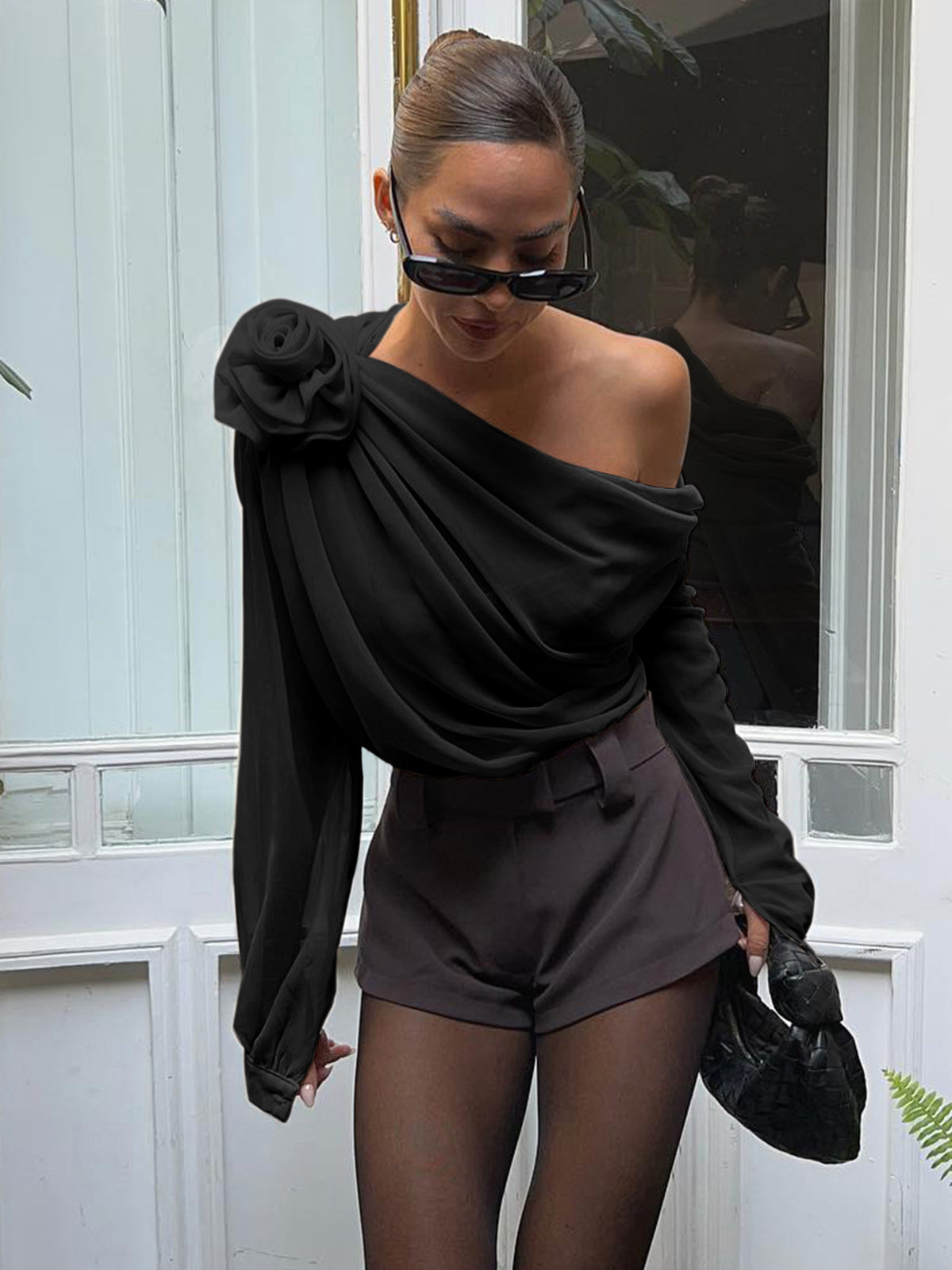 Carla – Semi-Sheer One Shoulder Asymmetrical Blouse