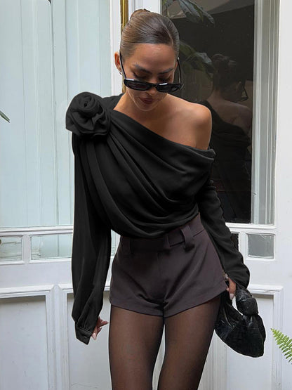 Carla – Semi-Sheer One Shoulder Asymmetrical Blouse