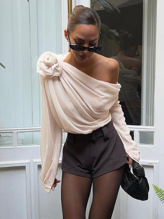 Carla – Semi-Sheer One Shoulder Asymmetrical Blouse