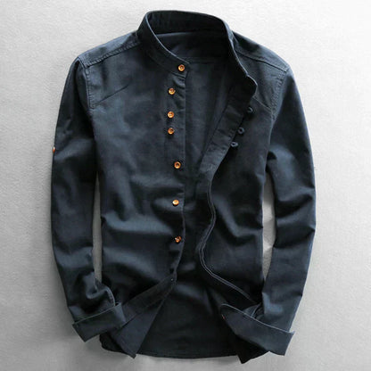 Thomas – Structured Mandarin-Collar Long-Sleeve Shirt Menswear