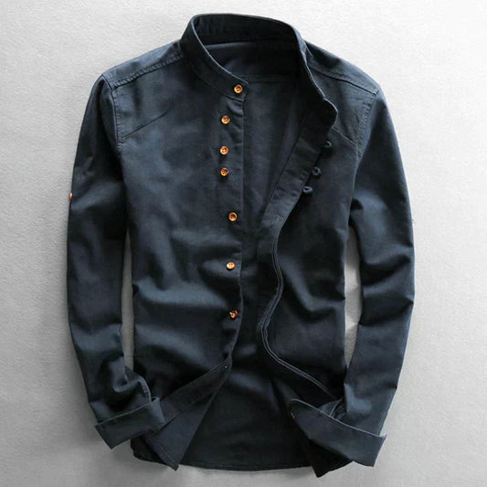 Thomas – Structured Mandarin-Collar Long-Sleeve Shirt Menswear