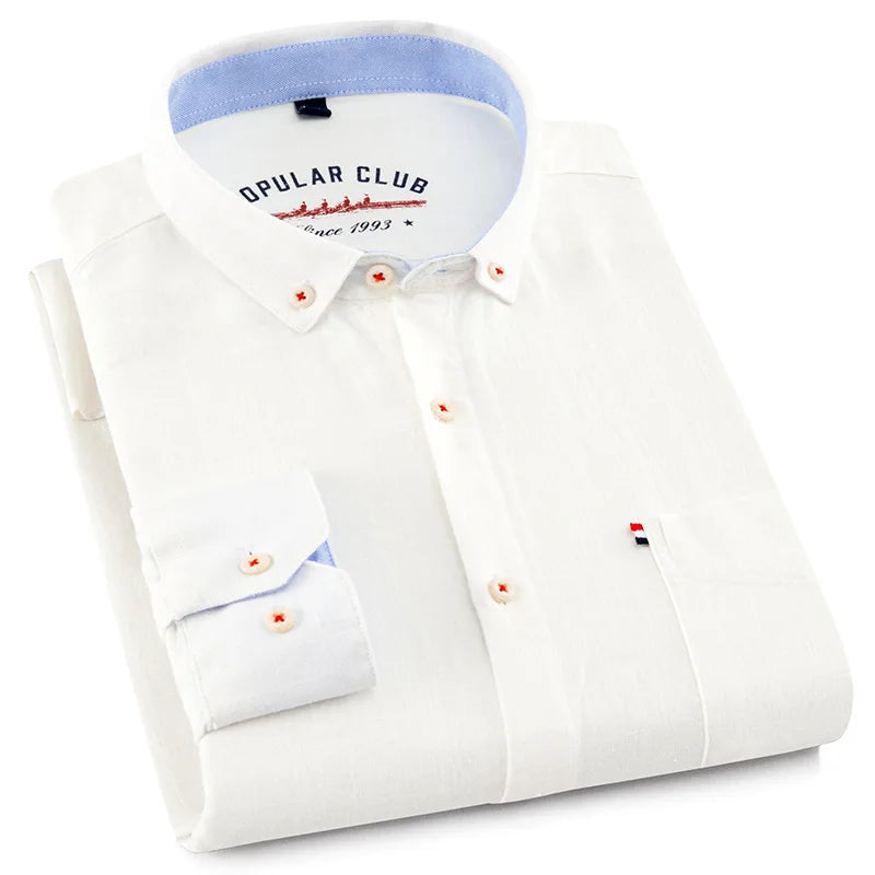Alejandro – Męska koszula lniana slim fit z długim rękawem