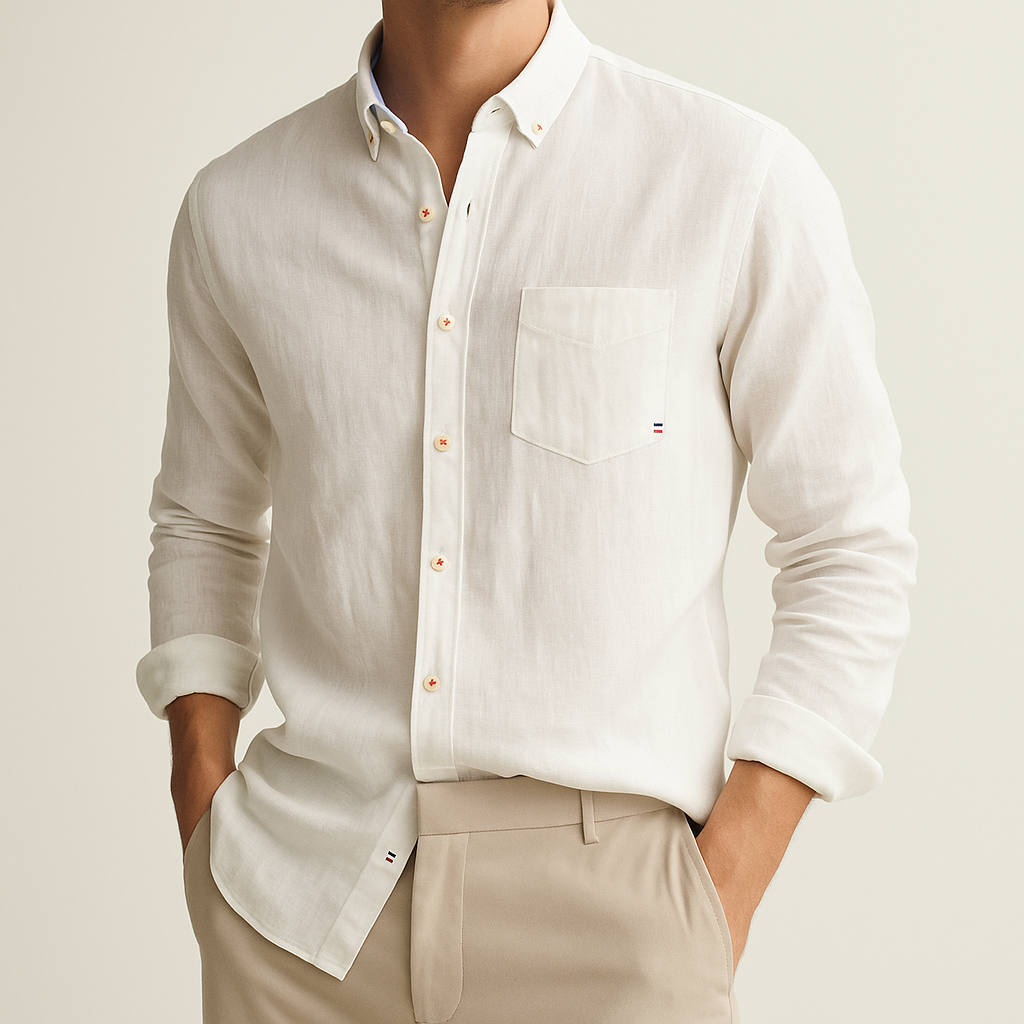 Alejandro – Męska koszula lniana slim fit z długim rękawem