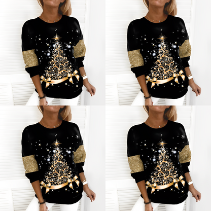 Sophia – Festive Sparkle Christmas Print Sweatshirt for Women