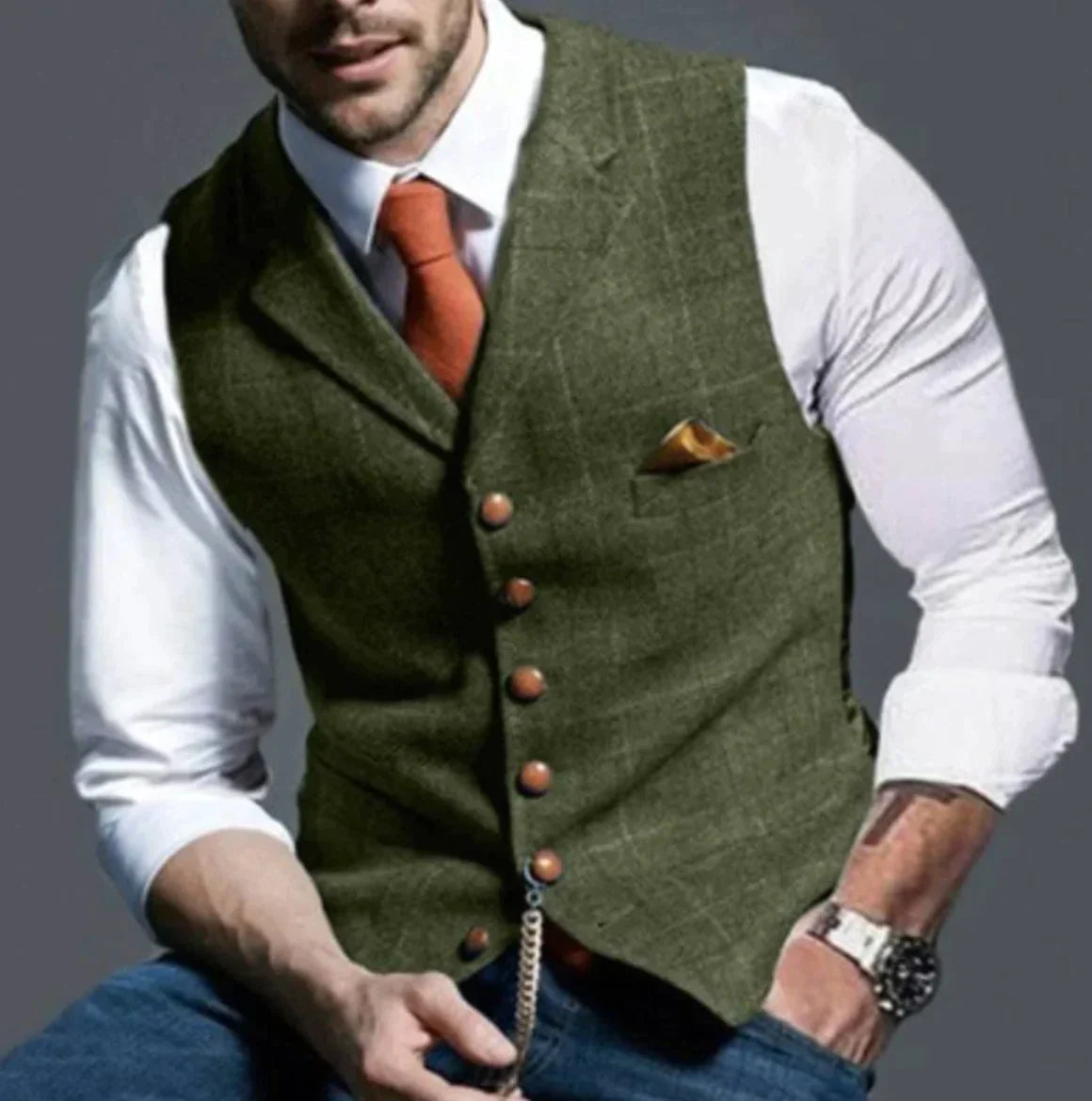 Victor - Męska kamizelka elegancka na guziki