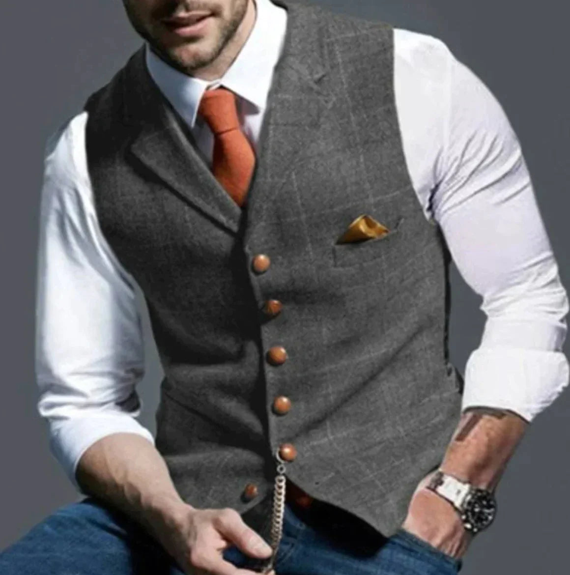 Victor - Męska kamizelka elegancka na guziki