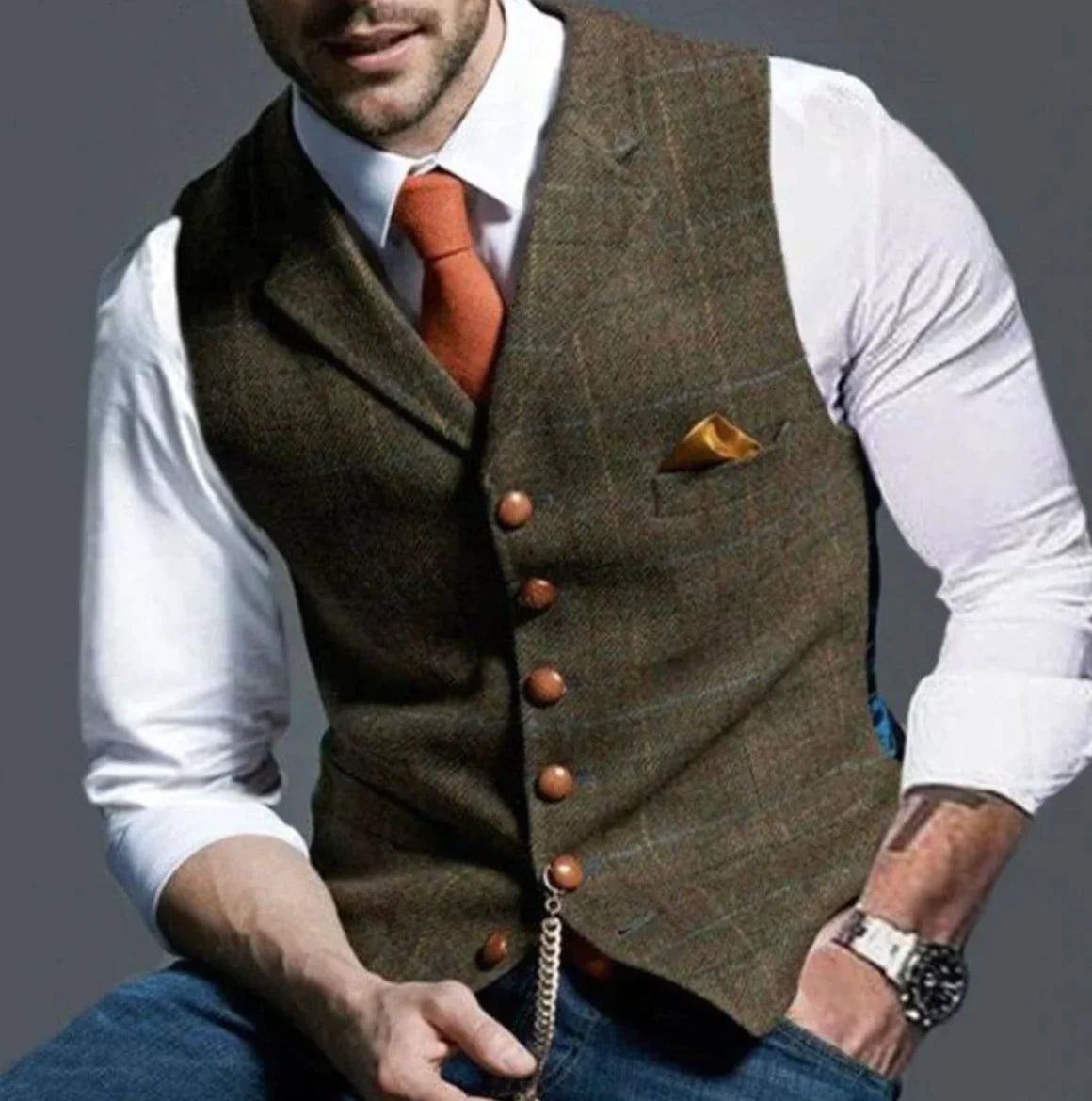 Victor - Męska kamizelka elegancka na guziki