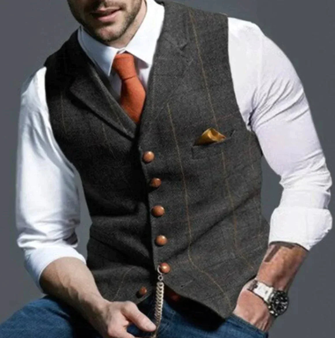 Victor - Męska kamizelka elegancka na guziki