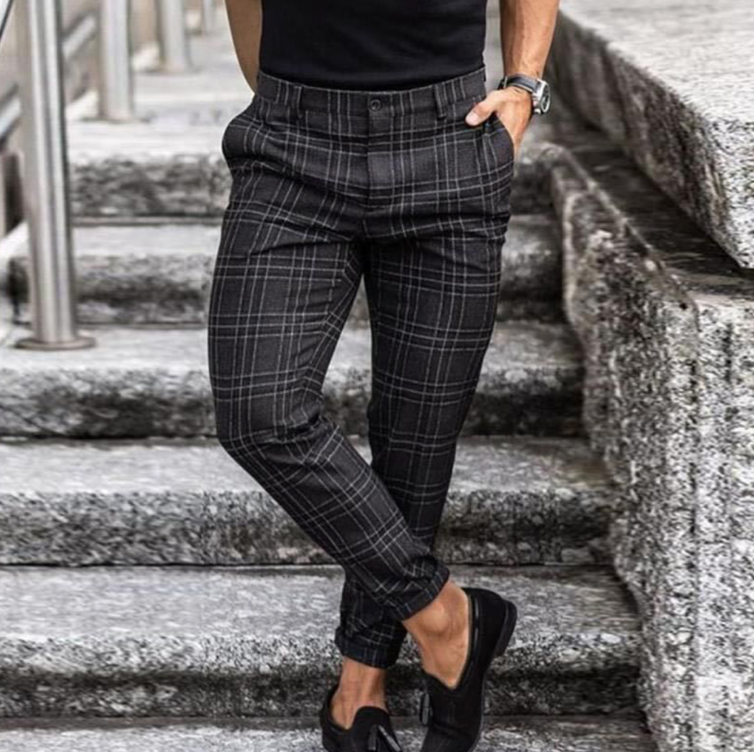 Darian – Męskie spodnie w kratę slim fit