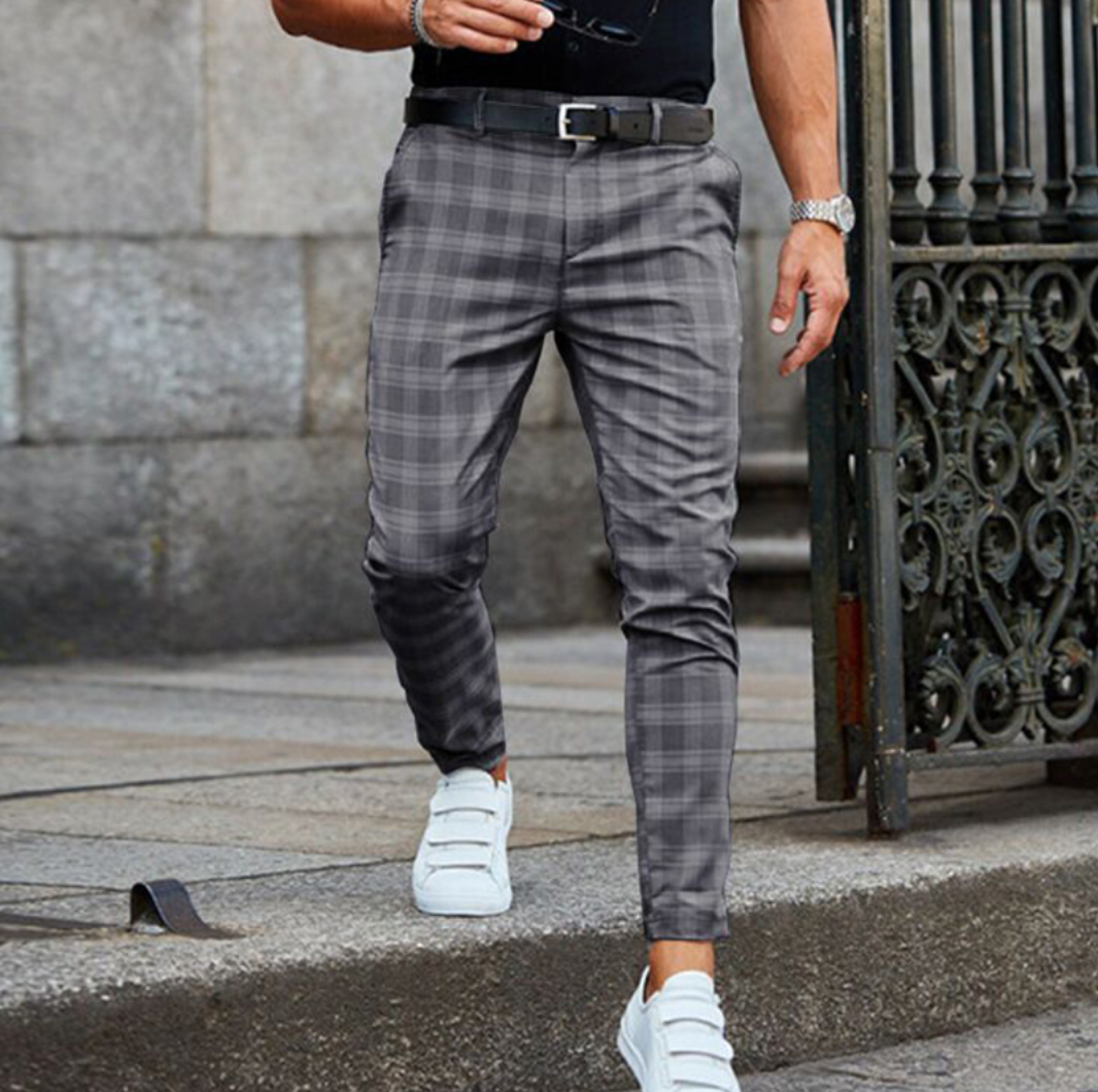 Darian – Męskie spodnie w kratę slim fit