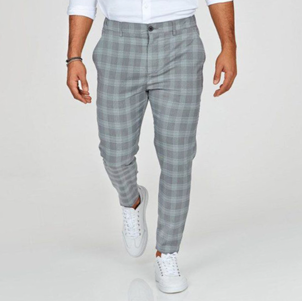 Darian – Męskie spodnie w kratę slim fit