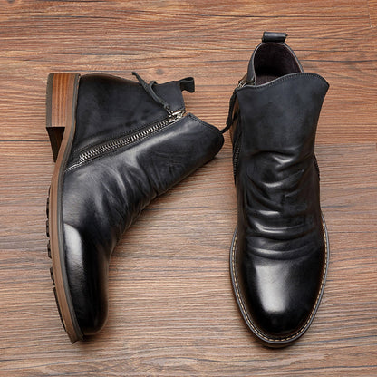 Andrés – Zip-Detail Leather Look Mens Ankle Boots