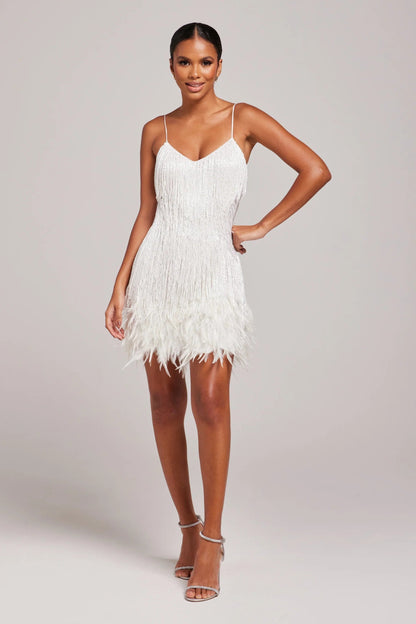 Sienna – Fringe & Feather Embellished Party Mini Dress for Women