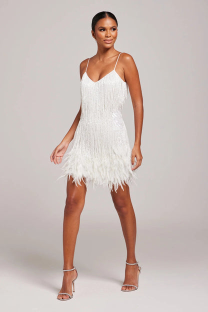 Sienna – Fringe & Feather Embellished Party Mini Dress for Women