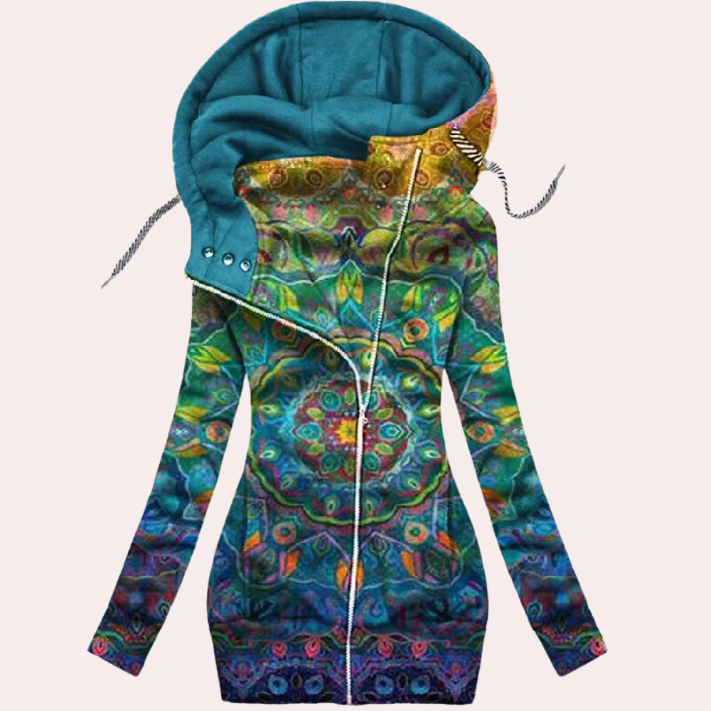 Natalia – Damska Bluza z Kapturem w Kwiaty