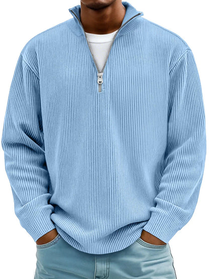 Theo – Ribbed Quarter-Zip Pullover for Men