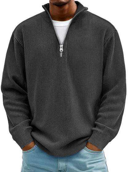 Theo – Ribbed Quarter-Zip Pullover for Men