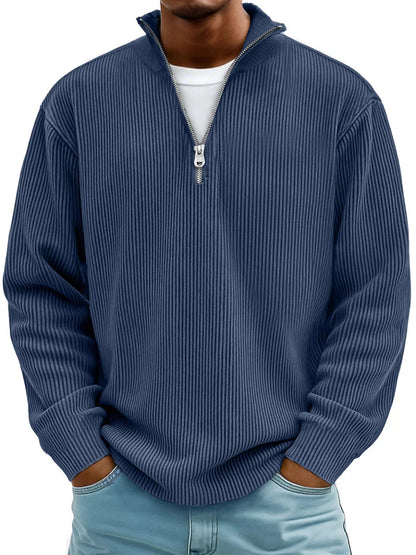 Theo – Ribbed Quarter-Zip Pullover for Men