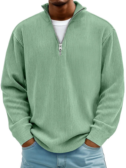 Theo – Ribbed Quarter-Zip Pullover for Men