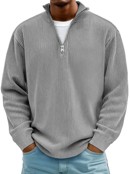 Theo – Ribbed Quarter-Zip Pullover for Men