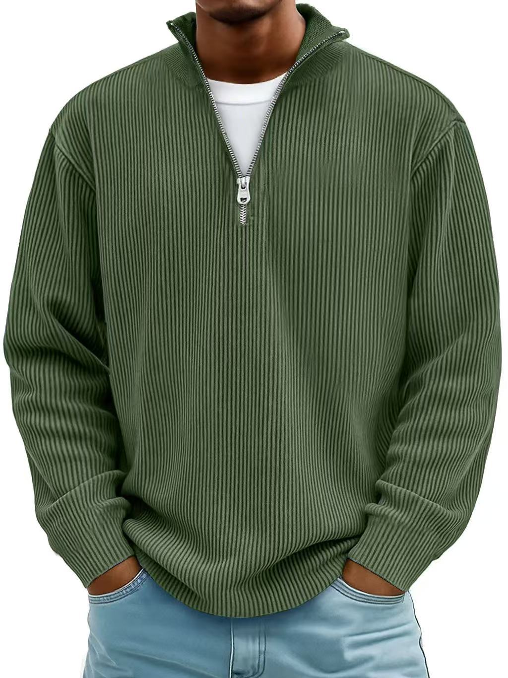 Theo – Ribbed Quarter-Zip Pullover for Men