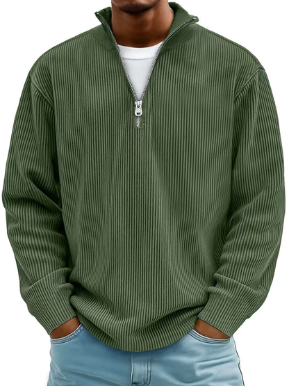 Theo – Ribbed Quarter-Zip Pullover for Men