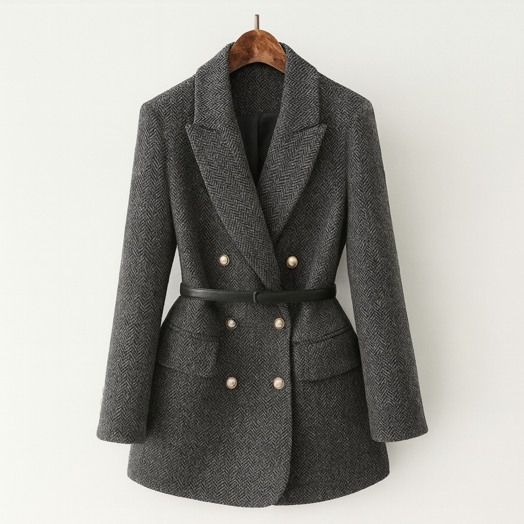 Charlotte – Belted Double-Breasted Wool Blazer for Women
