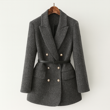 Charlotte – Belted Double-Breasted Wool Blazer for Women