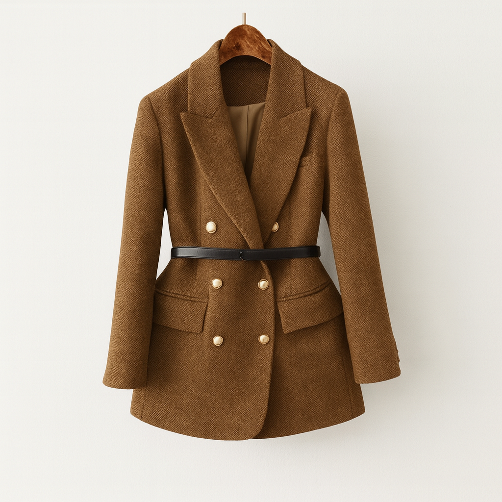Charlotte – Belted Double-Breasted Wool Blazer for Women