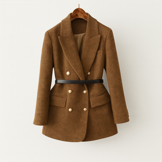 Charlotte – Belted Double-Breasted Wool Blazer for Women