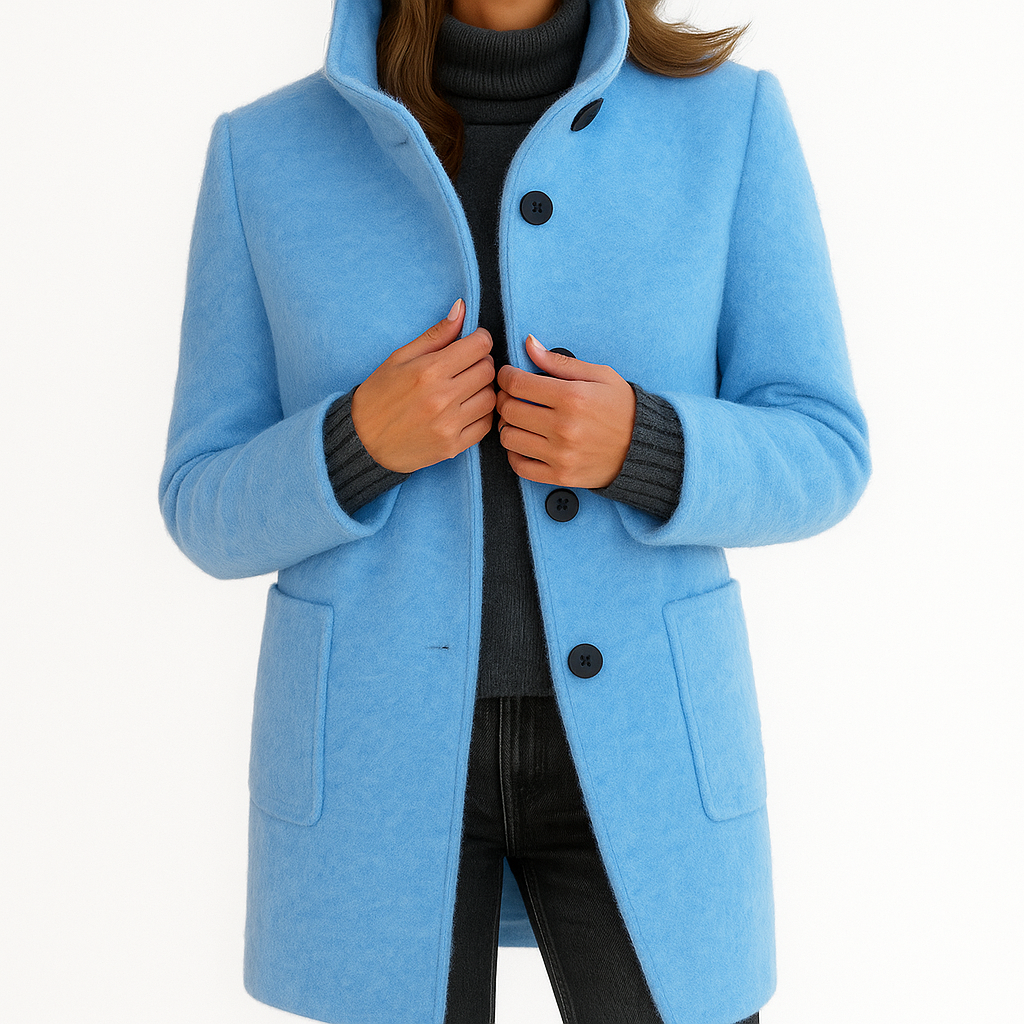 Ruby – Tailored Wool-Blend Button Coat for Women