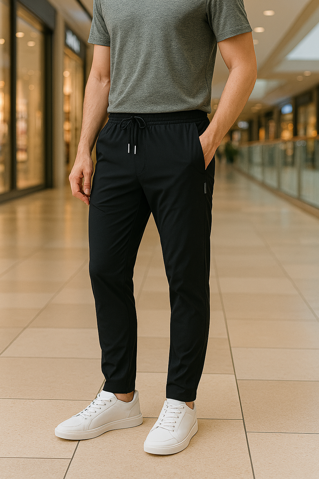 Ethan - Spodnie męskie sportowe czarne slim fit