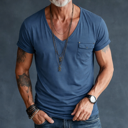 Leo – Men's V-Neck Pocket T-Shirt