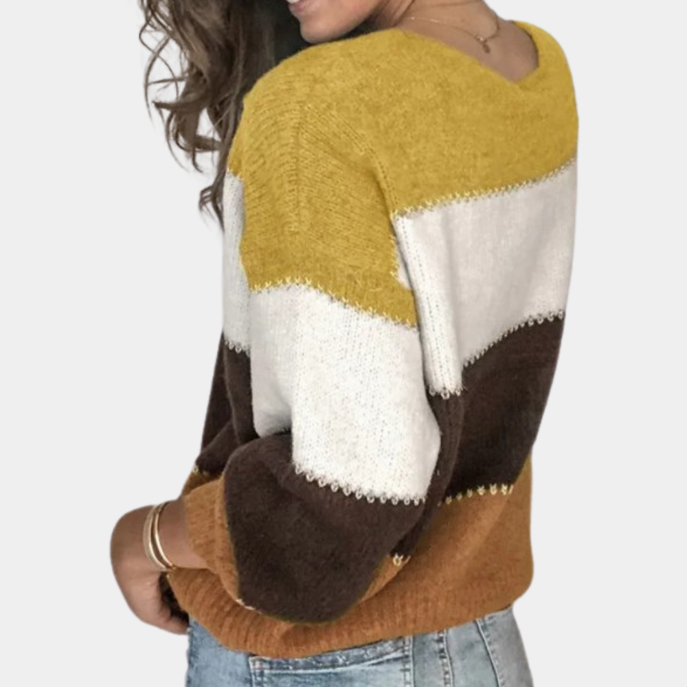 Claire – Elegancki sweter z kaszmirem i bawełną w paski dla kobiet