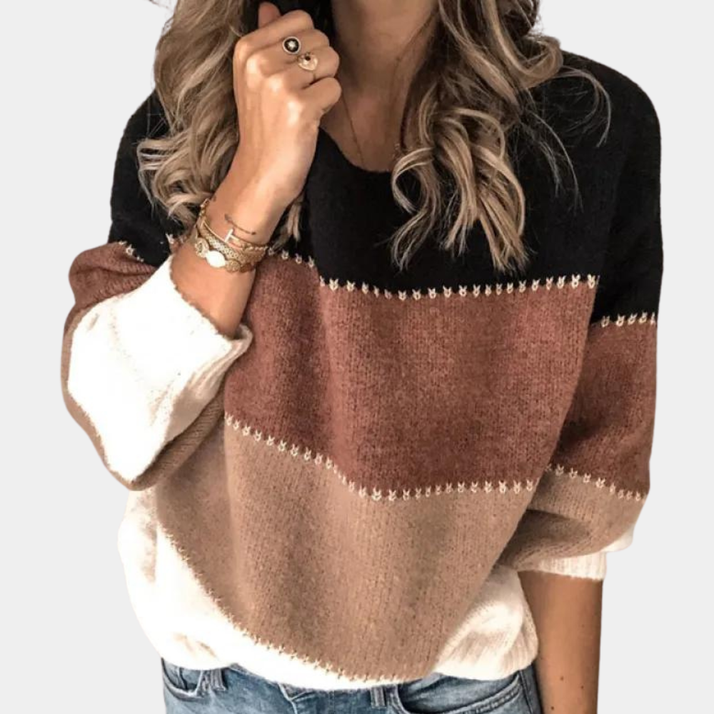Claire – Elegancki sweter z kaszmirem i bawełną w paski dla kobiet