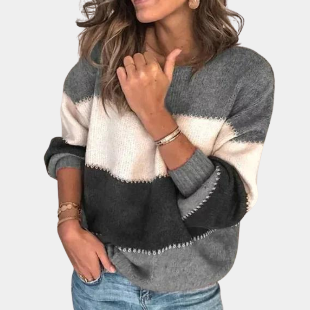 Claire – Elegancki sweter z kaszmirem i bawełną w paski dla kobiet