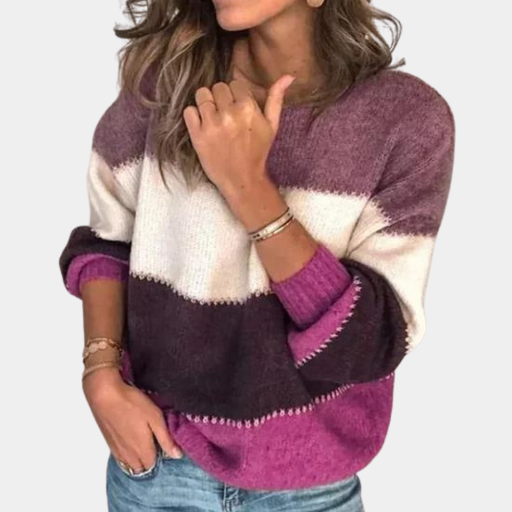 Claire – Elegancki sweter z kaszmirem i bawełną w paski dla kobiet