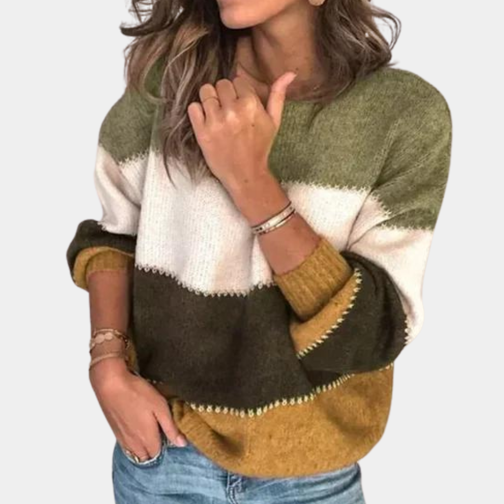 Claire – Elegancki sweter z kaszmirem i bawełną w paski dla kobiet
