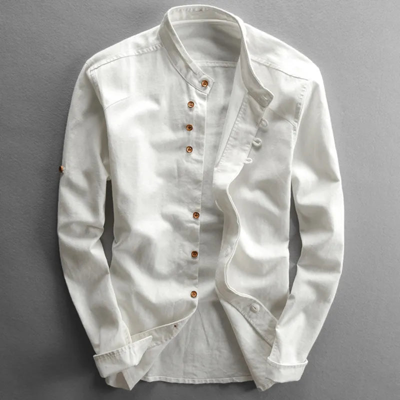 Thomas – Structured Mandarin-Collar Long-Sleeve Shirt Menswear